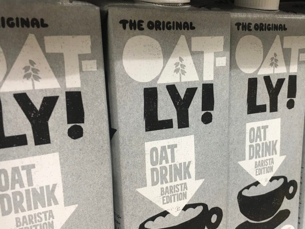 Oatly dairy-alternative drinks on sale in the UK, May 2021