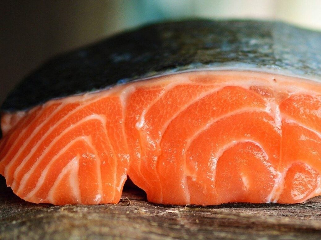 Salmon on chopping board