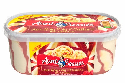 Selected Focused on Ice Cream in a Plastic Container and Displayed