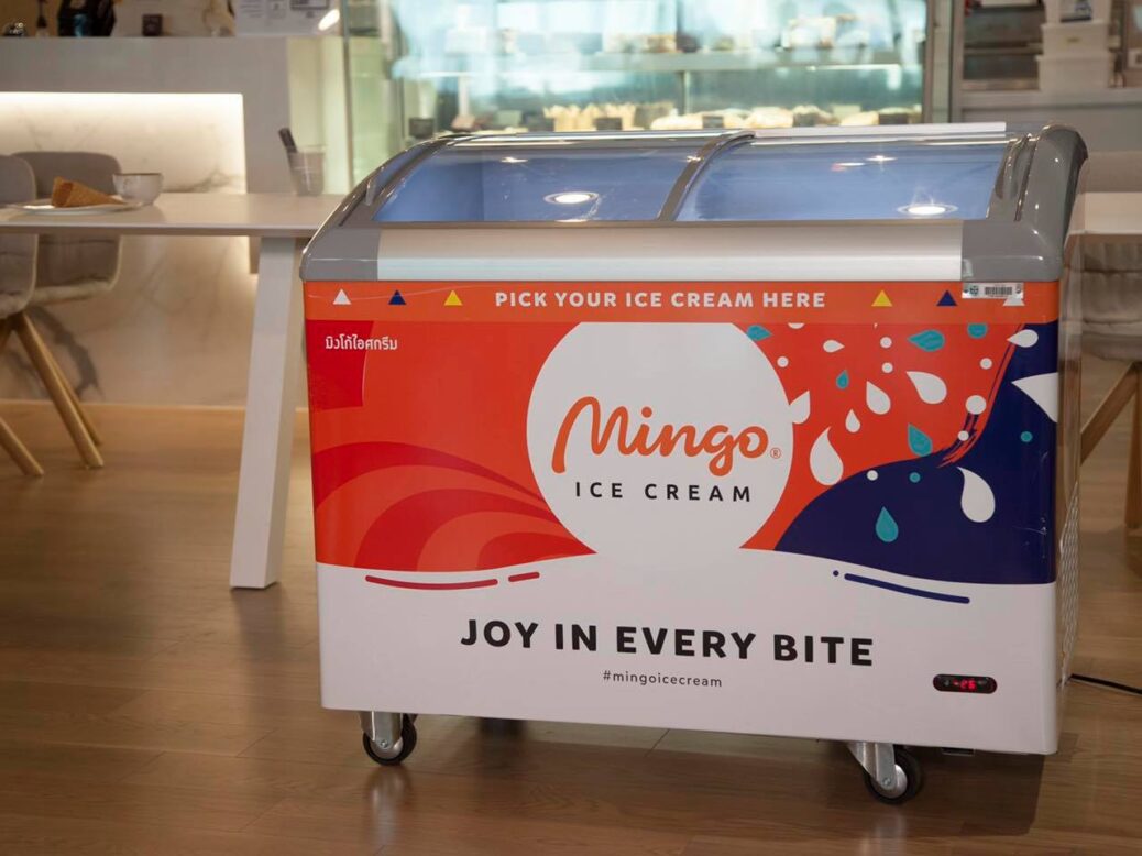 Mingo ice cream-branded freezer