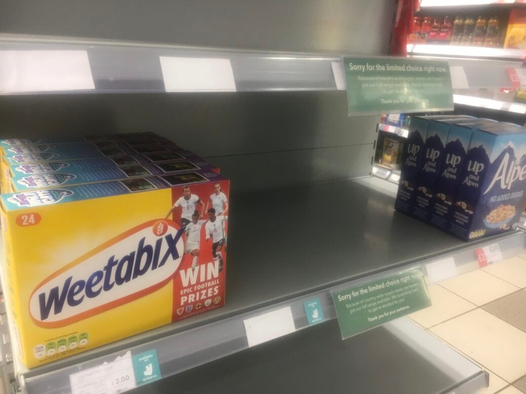 A message for customers in a Co-op store in Sidcup, south-east London, in September 2021