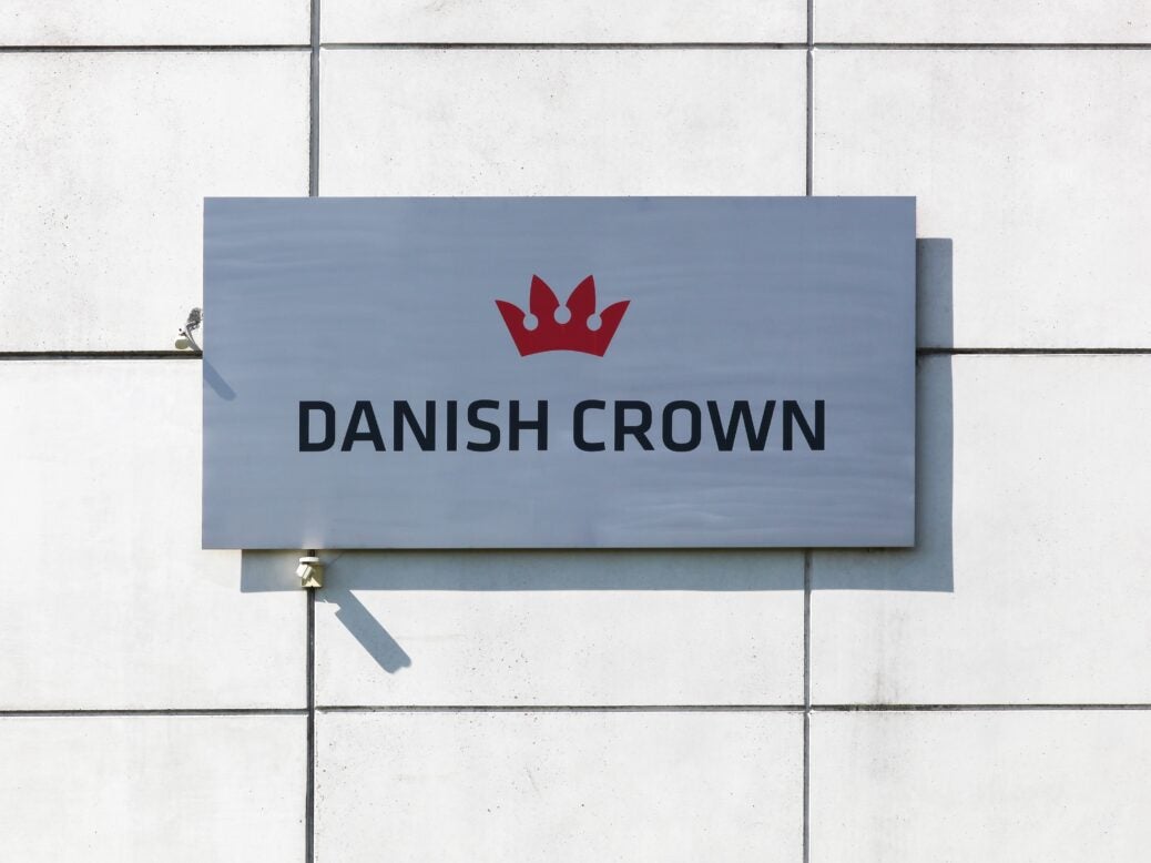 Randers, Denmark - May 5, 2018: Danish Crown logo on a wall