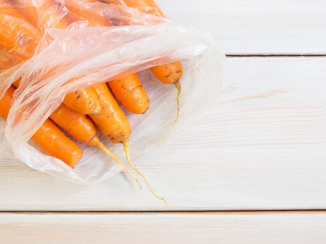 Carrots in plastic packaging