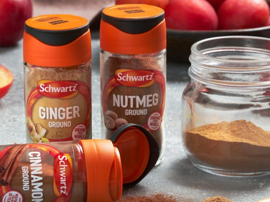 Schwartz-branded ginger, nutmeg and cinnamon