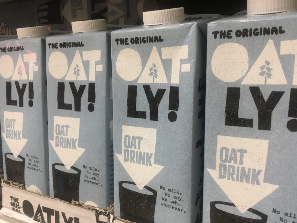 Oatly oat-based milk alternatives on sale at Sainsbury's