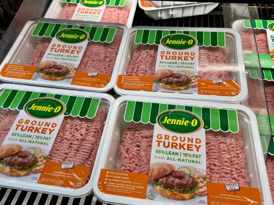 Jennie O brand of ground turkey on sale in supermarket, San Jose, California, 19 February 2020