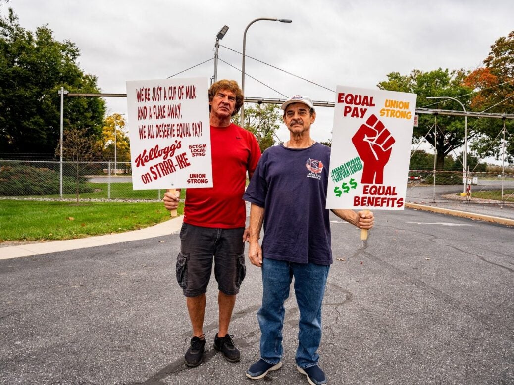 Striking Kellogg workers in Lancaster, Pennsylvania, 11 October 2021