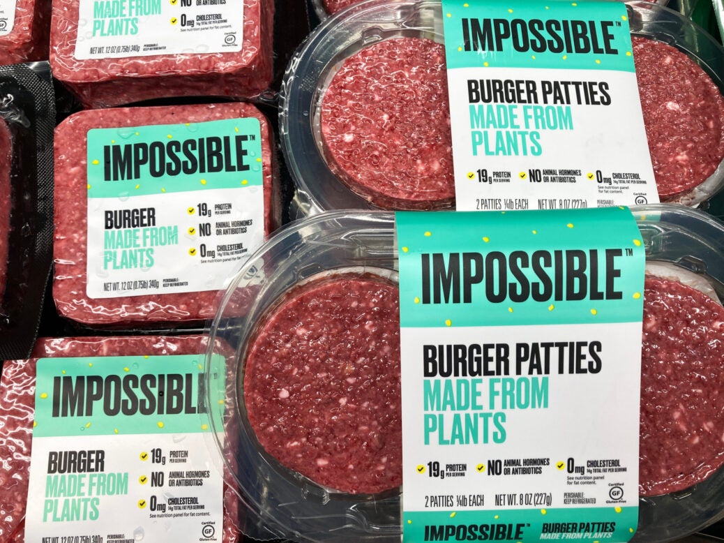 Impossible Burger patties on sale in California in 2021