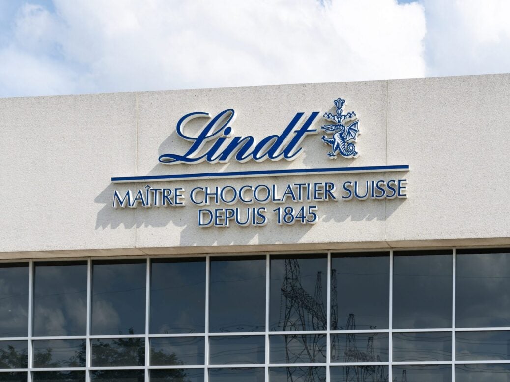 Close-up of Lindt sign on a building in Mississauga