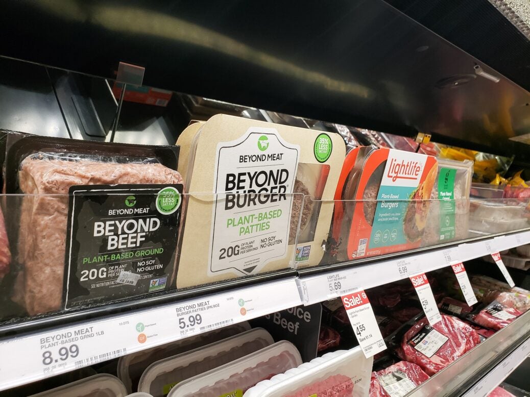 Plant-based meat products on sale in grocery store, Los Angeles, California, 22 July 2020