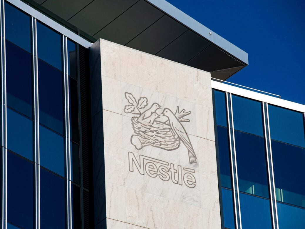 A Nestle sign at the company's headquarters in Vevey, Switzerland, 13 December 2020