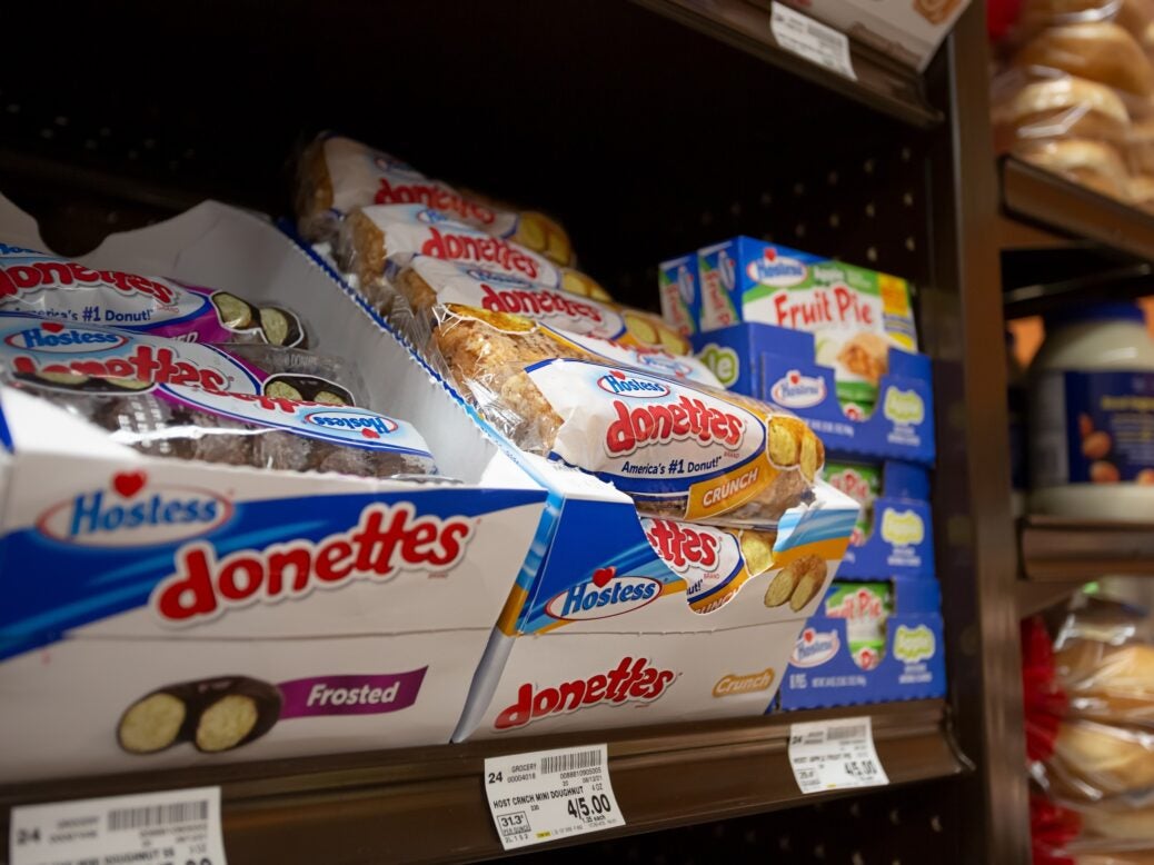 Hostess Brands' Donettes products on display at a local grocery store, Los Angeles, 25 October 2021