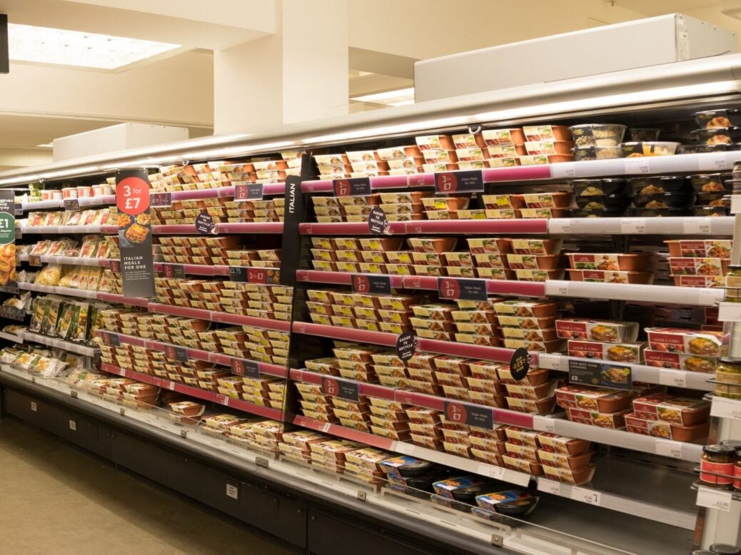Ready meals on sale at Marks and Spencer store, 2020