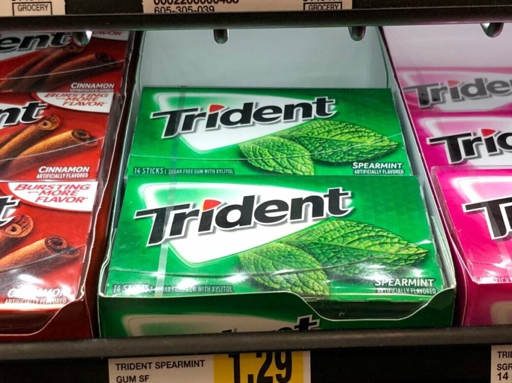 Packs of Trident gum on at a grocery store in Fargo, North Dakota, USA, 4 March 2021