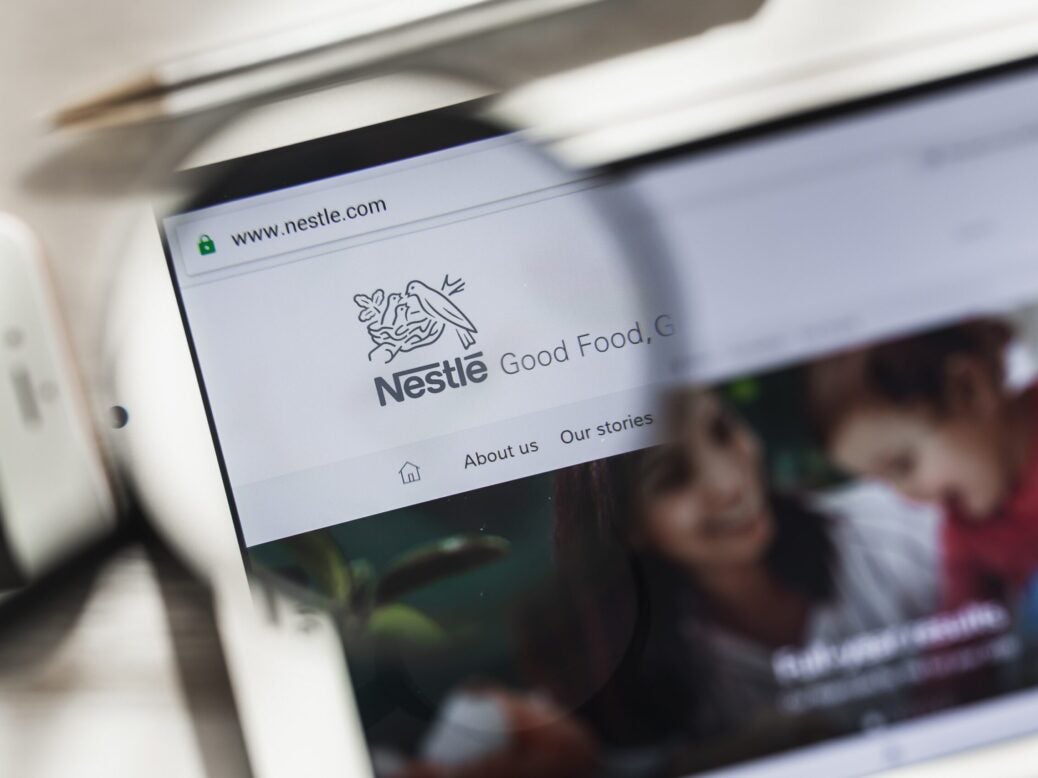 Nestle corporate logo on website