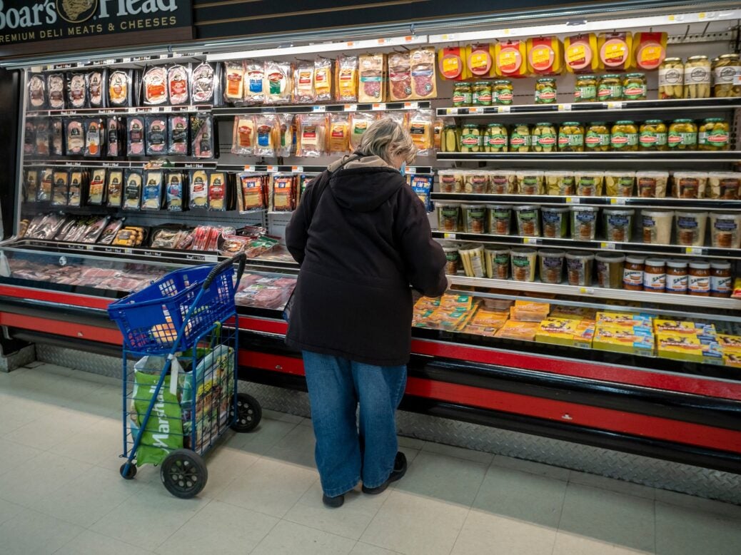 A shopper in a supermarket in New York, 1 March 2022