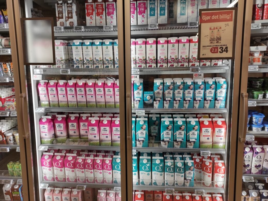 Tine milk on sale in Kongsvinger, Norway 21 June 2022