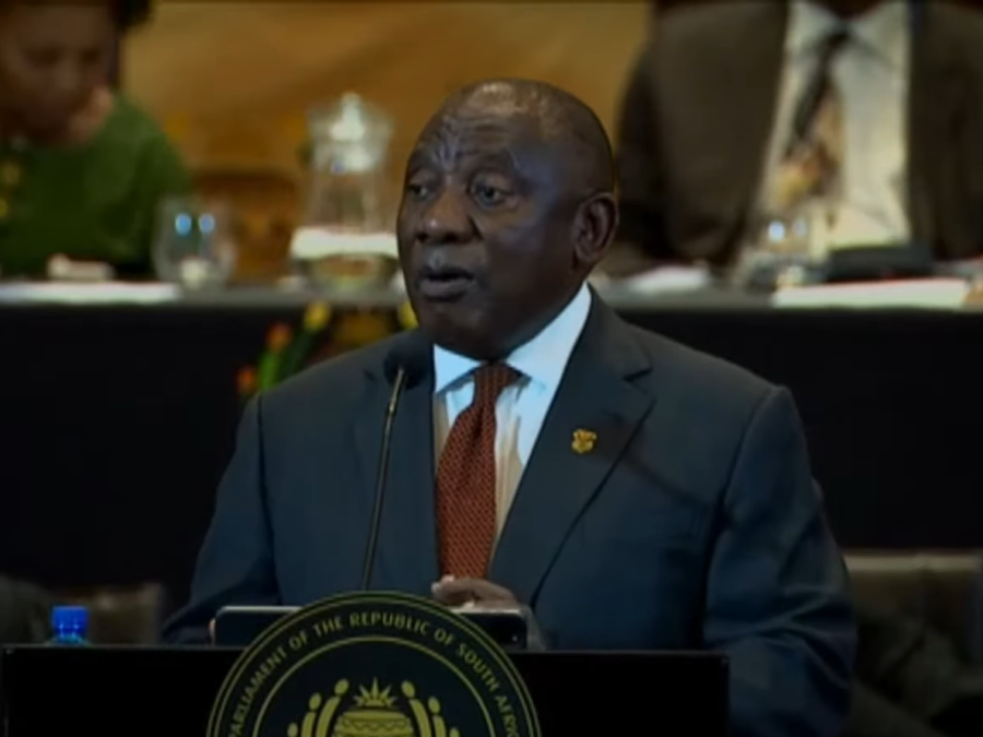 South African president Cyril Ramaphosa delivers his state of the nation address