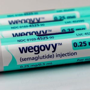 Wegovy weight-loss drug pens on table
