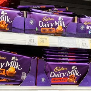 Cadbury chocolate bars on display in UK