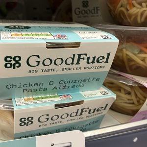 The Co-op’s Good Fuel “mini meals” aimed at users of GLP-1 drugs, on sale at a store in central London on 8 January 2026. Credit: Just Food