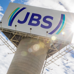 JBS logo on white sign outdoors