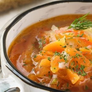 Bowl of chicken broth