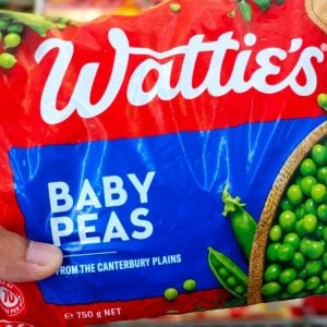 A pack of Wattie’s Baby Peas from Canterbury Plains New Zealand.