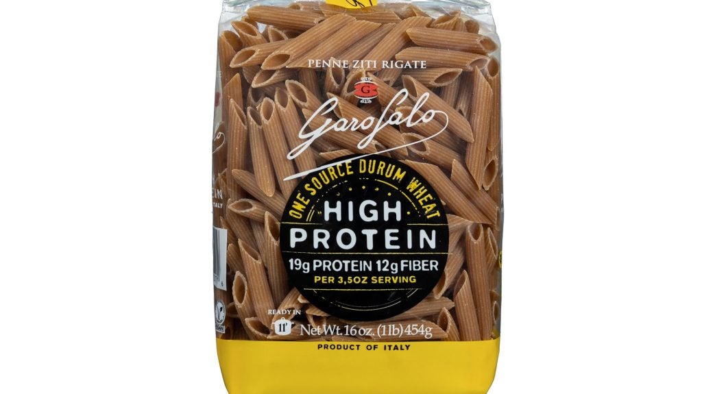A packet of Garofalo high-protein pasta