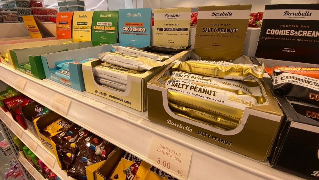 Barbells protein bars on sale in Palmanova, Spain, 15 September 2025